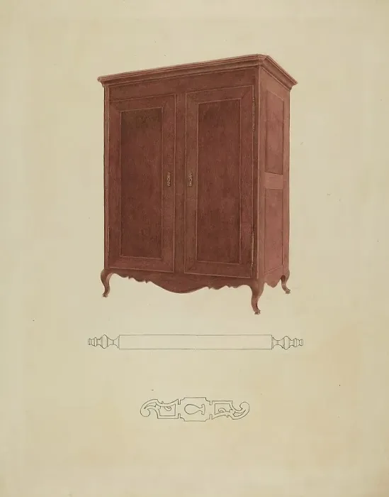 Framed Print : Wooden Armoire, c. 1941. Creator: Adele Brooks Framed Print : Wooden Armoire, c. 1941. Creator: Adele Brooks