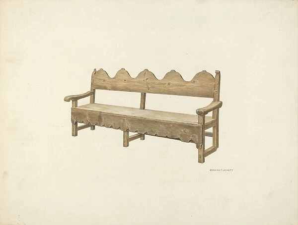 Wooden Bench, c. 1940. Creator: Edward Jewett