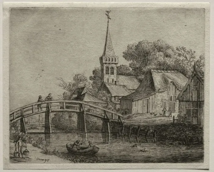 Framed Print : The Wooden Bridge. Creator: Jan van Goyen (Dutch, 1596-1656) Framed Print : The Wooden Bridge. Creator: Jan van Goyen (Dutch, 1596-1656)