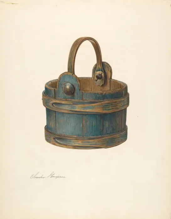 Framed Print : Wooden Bucket, c. 1939. Creator: Charles Garjian Framed Print : Wooden Bucket, c. 1939. Creator: Charles Garjian