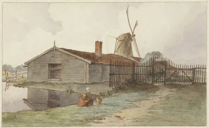 Framed Print : Mill with wooden buildings near Amsterdam, 1859. Creator: Hendrik Abraham Klinkhamer Framed Print : Mill with wooden buildings near Amsterdam, 1859. Creator: Hendrik Abraham Klinkhamer
