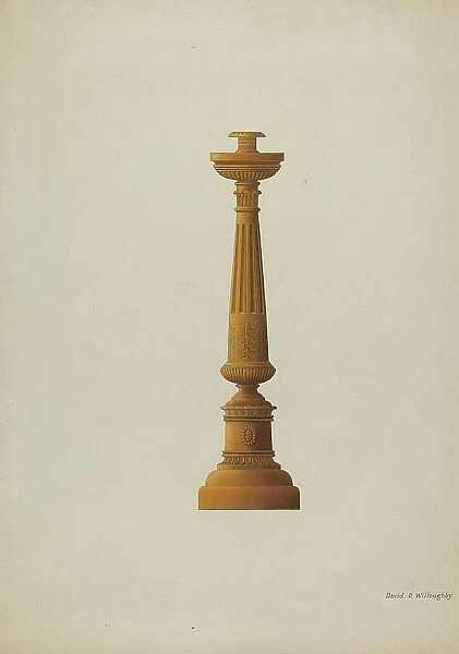 Wooden Candlestick, c. 1937. Creator: David P. Willoughby