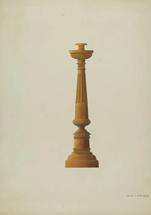 Framed Print : Wooden Candlestick, c. 1937. Creator: David P. Willoughby Framed Print : Wooden Candlestick, c. 1937. Creator: David P. Willoughby