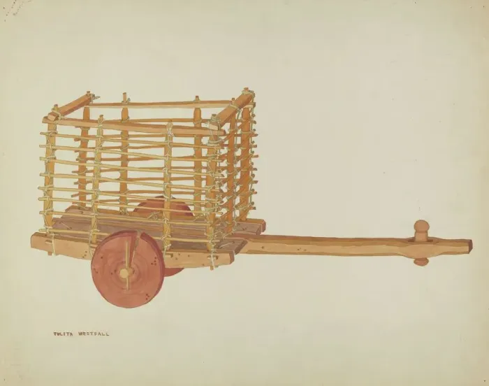 Framed Print : Wooden Cart, c. 1936. Creator: Tulita Westfall Framed Print : Wooden Cart, c. 1936. Creator: Tulita Westfall