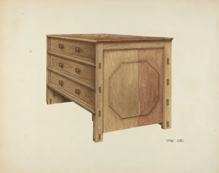 Framed Print : Wooden Chest, c. 1938. Creator: Emile Cero Framed Print : Wooden Chest, c. 1938. Creator: Emile Cero