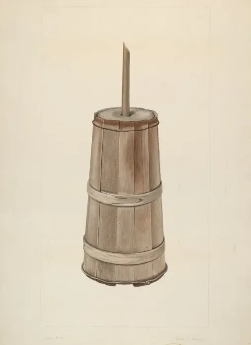 Framed Print : Wooden Churn, 1935 / 1942. Creator: Clyde L. Cheney Framed Print : Wooden Churn, 1935 / 1942. Creator: Clyde L. Cheney