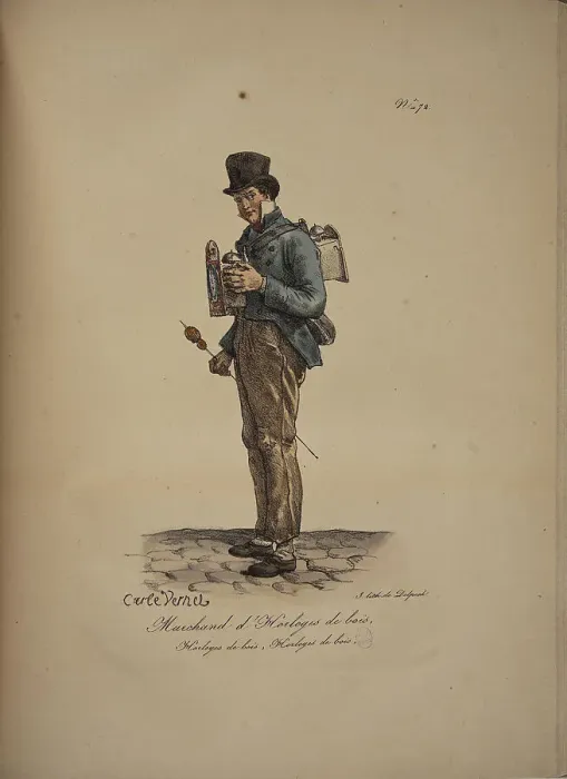 Framed Print : Wooden clock seller. From the Series Cris de Paris (The Cries of Paris), 1815. Creator: Vernet, Carle (1758-1836). Wooden clock seller. From the Series Cris de Paris (The Cries of Paris), 1815. Creator: Vernet, Carle (1758-1836) Framed Print : Wooden clock seller. From the Series Cris de Paris (The Cries of Paris), 1815. Creator: Vernet, Carle (1758-1836). Wooden clock seller. From the Series Cris de Paris (The Cries of Paris), 1815. Creator: Vernet, Carle (1758-1836)