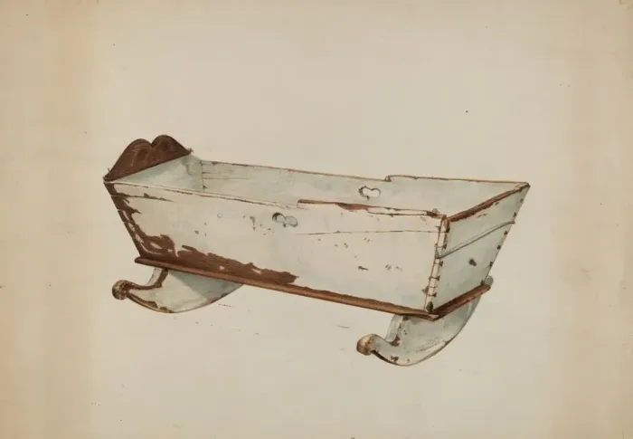 Framed Print : Wooden Cradle, c. 1938. Creator: Arthur Stewart Framed Print : Wooden Cradle, c. 1938. Creator: Arthur Stewart