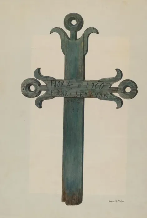 Framed Print : Wooden Cross, c. 1940. Creator: George File Framed Print : Wooden Cross, c. 1940. Creator: George File