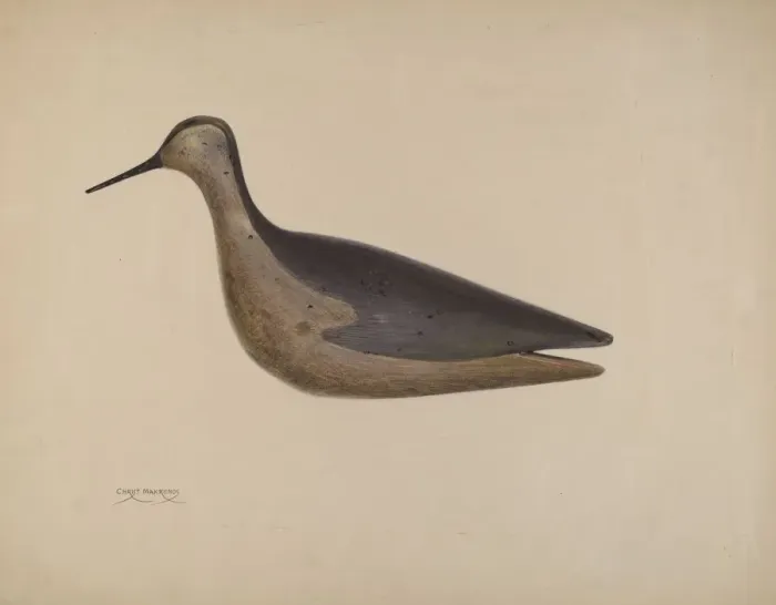 Framed Print : Wooden Decoy, c. 1937. Creator: Chris Makrenos Framed Print : Wooden Decoy, c. 1937. Creator: Chris Makrenos