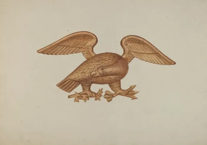 Framed Print : Wooden Eagle, c. 1939. Creator: Henry Murphy Framed Print : Wooden Eagle, c. 1939. Creator: Henry Murphy