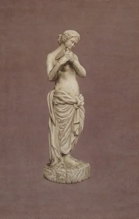 Framed Print : Wooden Garden Figure, c. 1937. Creator: Elizabeth Moutal Framed Print : Wooden Garden Figure, c. 1937. Creator: Elizabeth Moutal