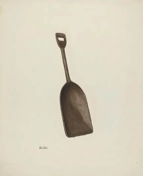 Framed Print : Wooden Grain Shovel, c. 1941. Creator: Pearl Davis Framed Print : Wooden Grain Shovel, c. 1941. Creator: Pearl Davis