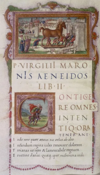 Framed Print : The wooden horse entering the gates of Troy, 1490. Creator: Unknown Framed Print : The wooden horse entering the gates of Troy, 1490. Creator: Unknown
