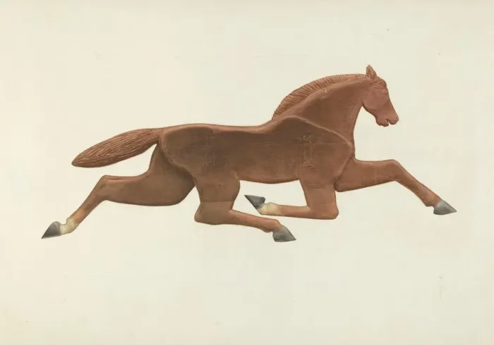 Framed Print : Wooden Horse Weather Vane, c. 1940. Creator: Alfred H Smith Framed Print : Wooden Horse Weather Vane, c. 1940. Creator: Alfred H Smith