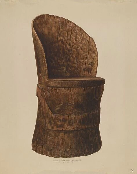 Wooden Log Chair, 1938. Creator: Lloyd Charles Lemcke