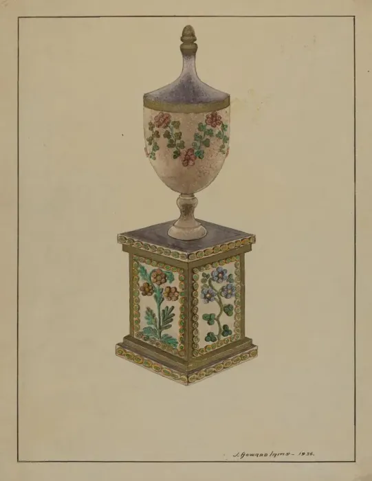 Framed Print : Wooden Mantel Ornament, c. 1936. Creator: J. Howard Iams Framed Print : Wooden Mantel Ornament, c. 1936. Creator: J. Howard Iams