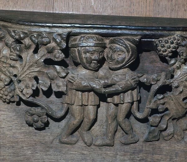 Wooden misericord in Southwell Minster, 14th century