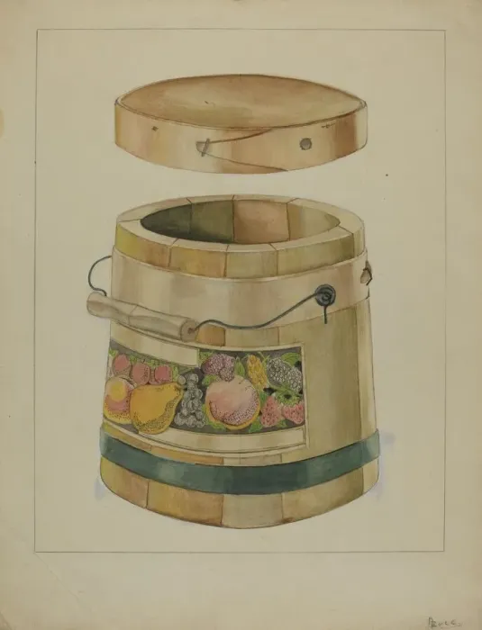 Framed Print : Wooden Pail, c. 1936. Creator: Anthony Zuccarello Framed Print : Wooden Pail, c. 1936. Creator: Anthony Zuccarello