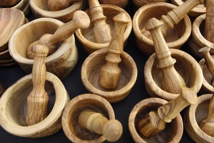 Framed Print : Wooden pestles and mortars for sale in a market, Mallorca, Spain Framed Print : Wooden pestles and mortars for sale in a market, Mallorca, Spain