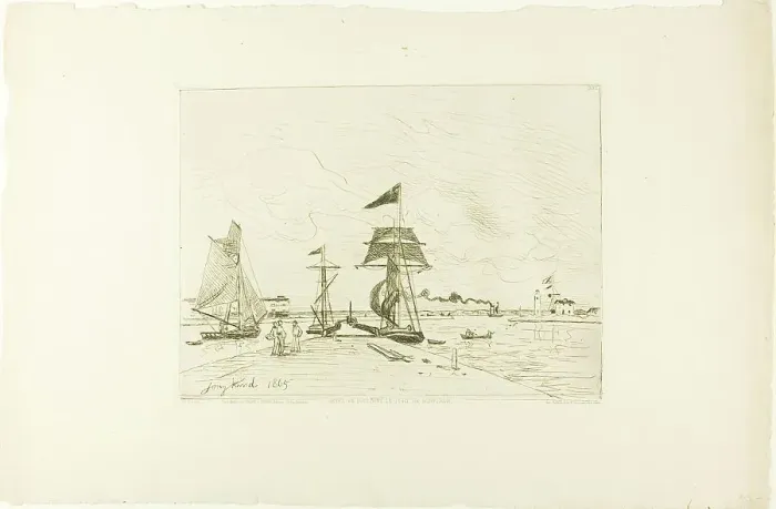 Framed Print : Wooden Pier, Honfleur Port, 1865; published January 1866. Creator: Johan Barthold Jongkind Framed Print : Wooden Pier, Honfleur Port, 1865; published January 1866. Creator: Johan Barthold Jongkind