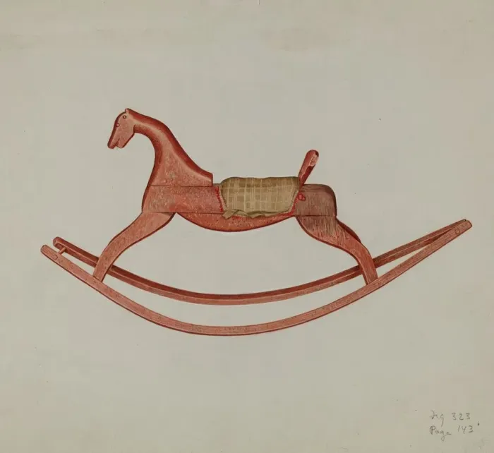 Framed Print : Wooden Rocking Horse, 1937. Creator: Helen E. Gilman Framed Print : Wooden Rocking Horse, 1937. Creator: Helen E. Gilman