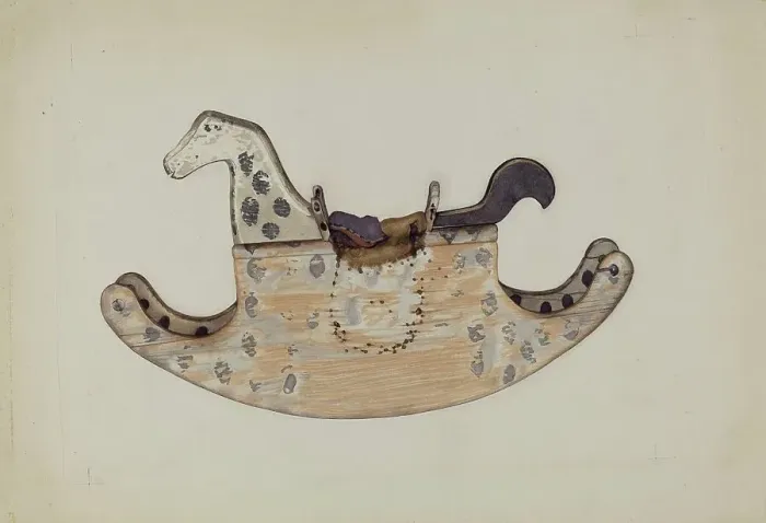 Framed Print : Wooden Rocking Horse, c. 1937. Creator: Laura Bilodeau Framed Print : Wooden Rocking Horse, c. 1937. Creator: Laura Bilodeau