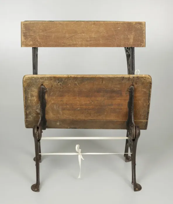 Framed Print : Wooden school desk from Bethel Evangelical Lutheran Church and School, 1925-1963 Framed Print : Wooden school desk from Bethel Evangelical Lutheran Church and School, 1925-1963
