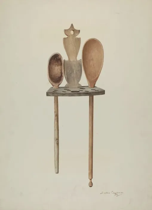Framed Print : Wooden Spoon Rack, c. 1941. Creator: Sarkis Erganian Framed Print : Wooden Spoon Rack, c. 1941. Creator: Sarkis Erganian