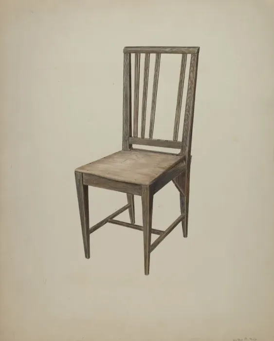 Framed Print : Wooden Straight Chair, c. 1938. Creator: Wilbur M Rice Framed Print : Wooden Straight Chair, c. 1938. Creator: Wilbur M Rice