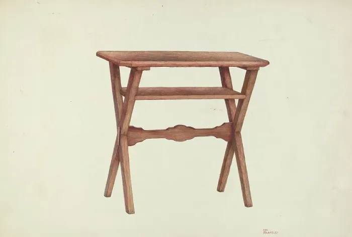 Framed Print : Wooden Table, c. 1953. Creator: Hal Blakeley Framed Print : Wooden Table, c. 1953. Creator: Hal Blakeley