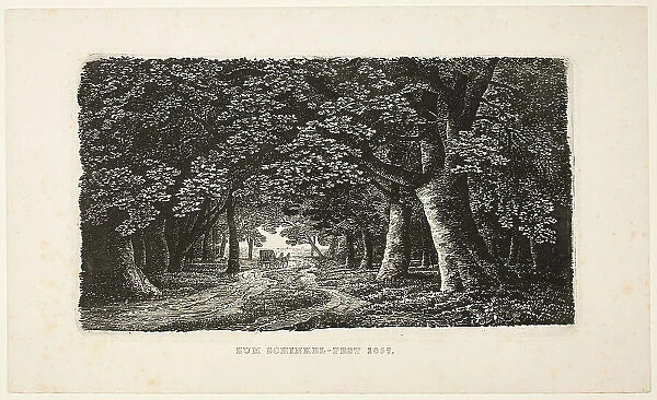 Woodland Path with a Coach, 1857. Creator: Karl Friedrich Schinkel