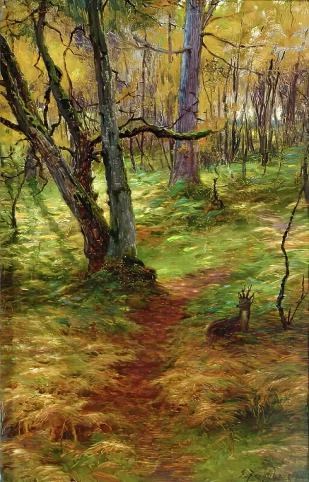 Framed Print : Woodland Scene, c1900s. Creator: Joseph Farquharson Framed Print : Woodland Scene, c1900s. Creator: Joseph Farquharson