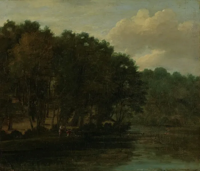 Framed Print : Woodland Scene, probably 17th century. Creator: Unknown Framed Print : Woodland Scene, probably 17th century. Creator: Unknown