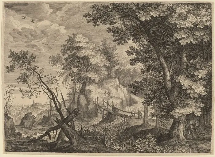 Framed Print : Woodland Scene, probably c. 1609. Creator: Aegidius Sadeler II Framed Print : Woodland Scene, probably c. 1609. Creator: Aegidius Sadeler II