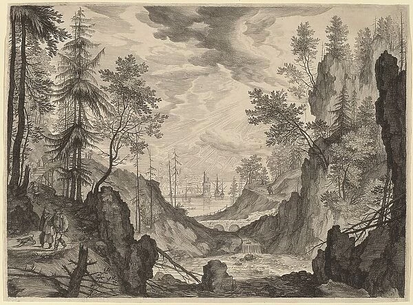 Woodland Scene with a Waterfall, probably c. 1609. Creator: Aegidius Sadeler II