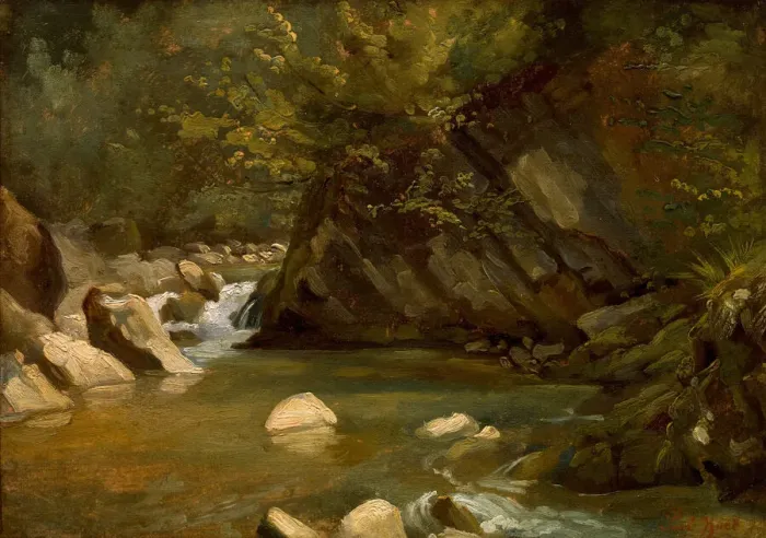 Framed Print : Woodland Stream, c. 1840. Creator: Paul Huet Framed Print : Woodland Stream, c. 1840. Creator: Paul Huet