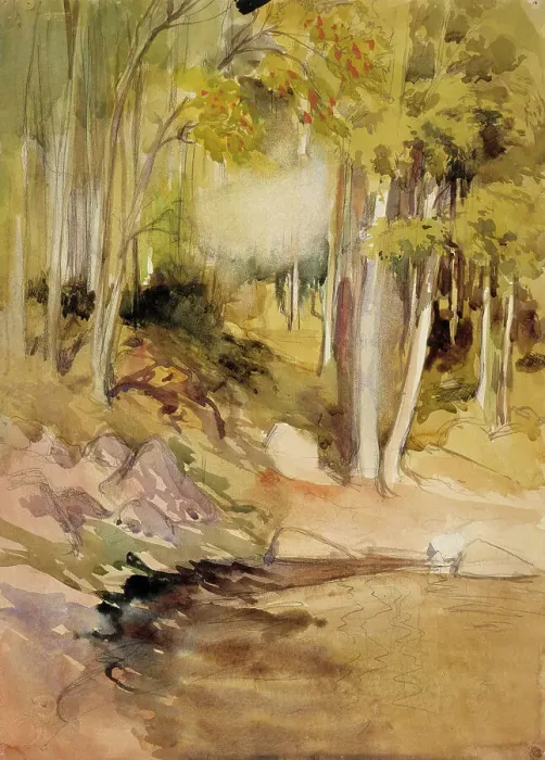 Framed Print : In the Woods, c1890s. Creator: Albert Edelfelt Framed Print : In the Woods, c1890s. Creator: Albert Edelfelt