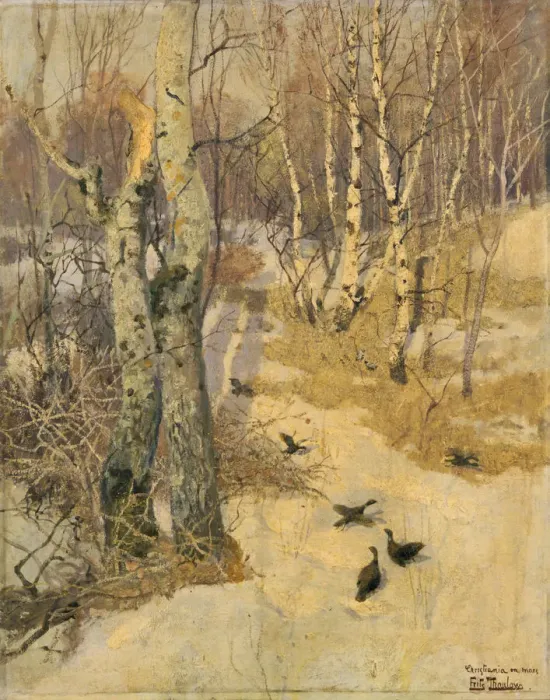 Framed Print : Woods Covered with Snow, 19th century. Artist: Frits Thaulow Framed Print : Woods Covered with Snow, 19th century. Artist: Frits Thaulow
