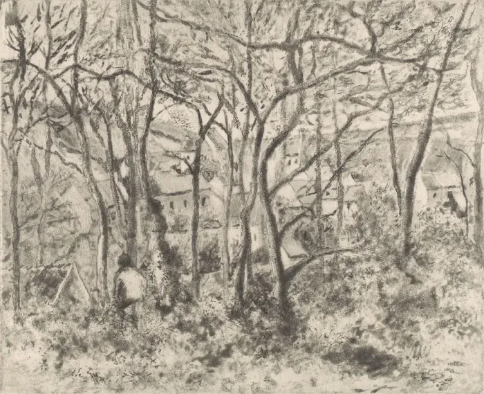 Framed Print : The Woods at L Hermitage, Pontoise, 1879. Creator: Camille Pissarro Framed Print : The Woods at L Hermitage, Pontoise, 1879. Creator: Camille Pissarro