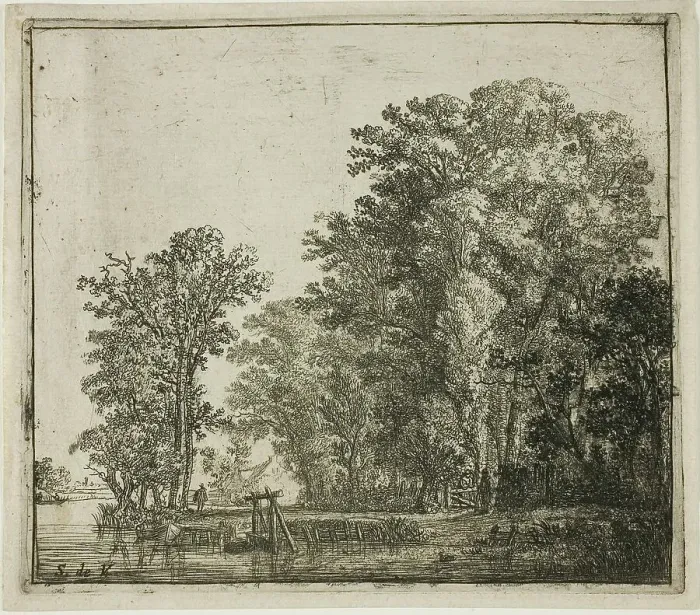 Framed Print : Woods Near a Canal, 1640-50. Creator: Simon de Vlieger Framed Print : Woods Near a Canal, 1640-50. Creator: Simon de Vlieger