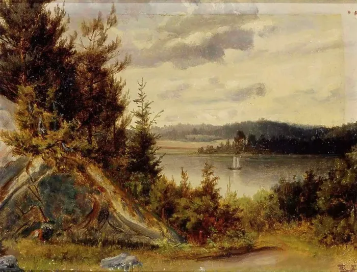 Framed Print : Woods and Waterfront Landscape. Creator: Johan Knutson Framed Print : Woods and Waterfront Landscape. Creator: Johan Knutson