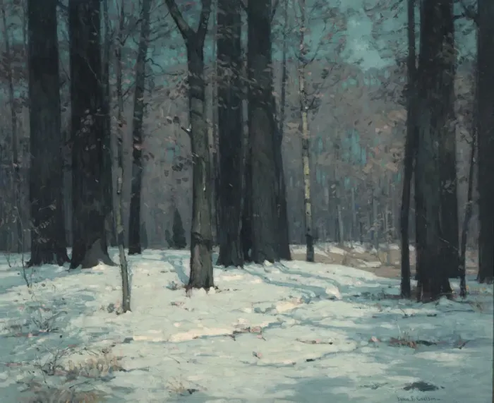 Framed Print : Woods in Winter, ca. 1912. Creator: John F. Carlson Framed Print : Woods in Winter, ca. 1912. Creator: John F. Carlson