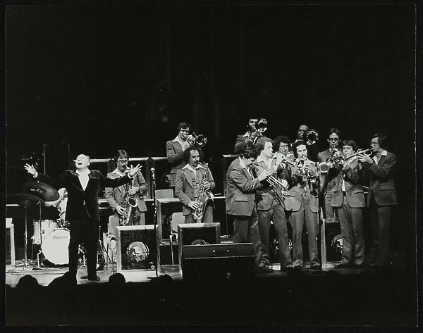 Woody Herman and his orchestra in concert at the Forum Theatre, Hatfield, Hertfordshire, 1980