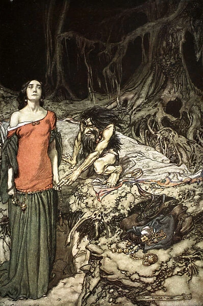 The wooing of Grimhilde, the mother of Hagen, 1924. Artist: Arthur Rackham