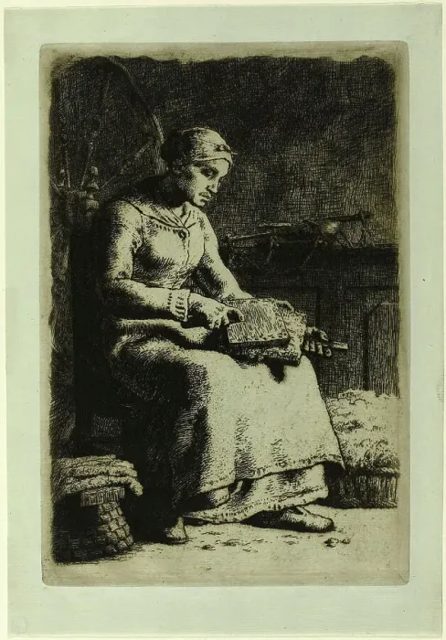Framed Print : The Wool-Carder, 1855–56. Creator: Jean Francois Millet Framed Print : The Wool-Carder, 1855–56. Creator: Jean Francois Millet