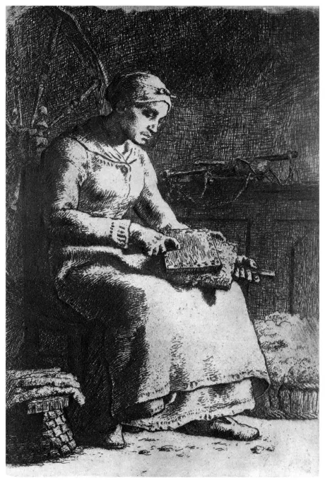 Framed Print : The Wool Carder, c1835-1875 (1924). Artist: Jean Francois Millet Framed Print : The Wool Carder, c1835-1875 (1924). Artist: Jean Francois Millet