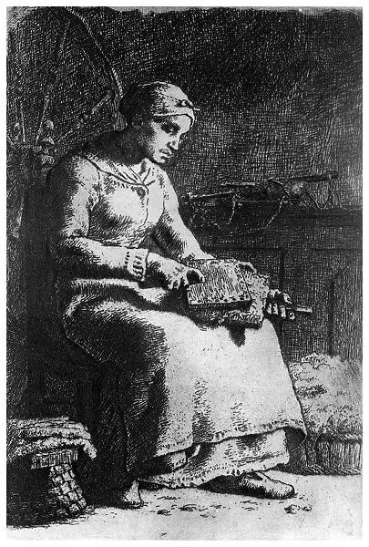 The Wool Carder, c1835-1875 (1924). Artist: Jean Francois Millet