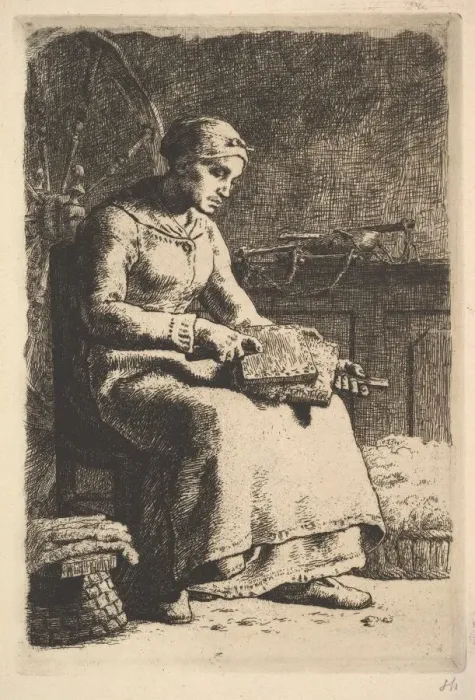 Framed Print : The Wool Carder, ca. 1855-56. Creator: Jean Francois Millet Framed Print : The Wool Carder, ca. 1855-56. Creator: Jean Francois Millet