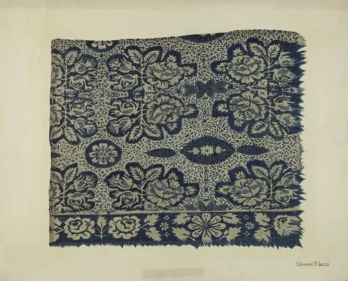 Framed Print : Woolen Coverlet, c. 1941. Creator: Edmond Lorts Framed Print : Woolen Coverlet, c. 1941. Creator: Edmond Lorts